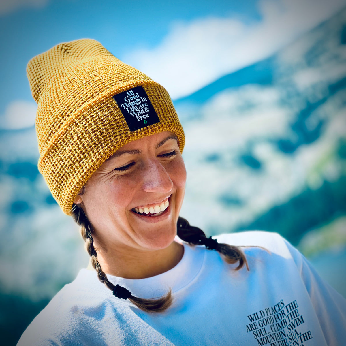 All Good Things Are Wild &amp; Free Waffle Cuffed Beanie