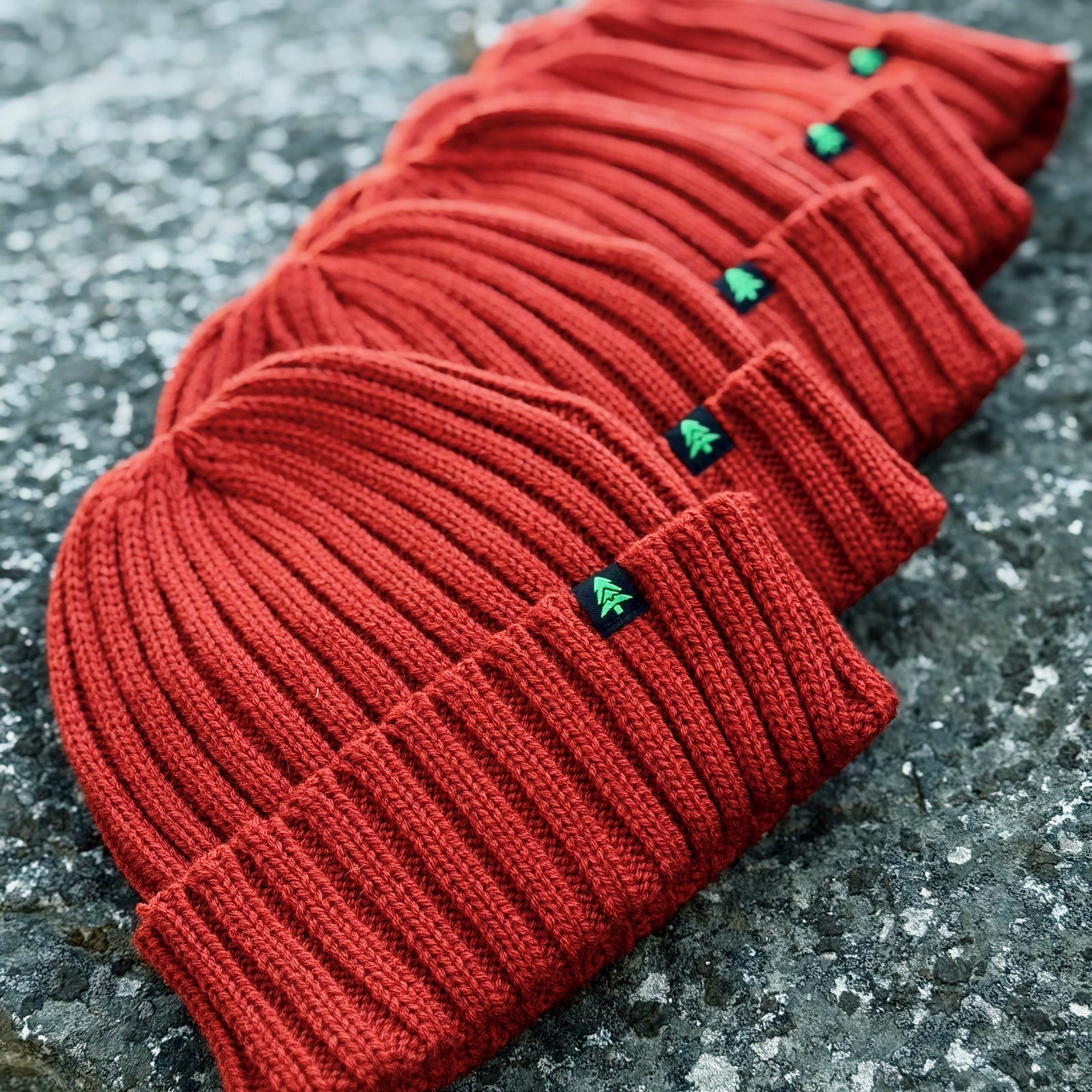 Mountain-Tree Label Cable Knit Beanie