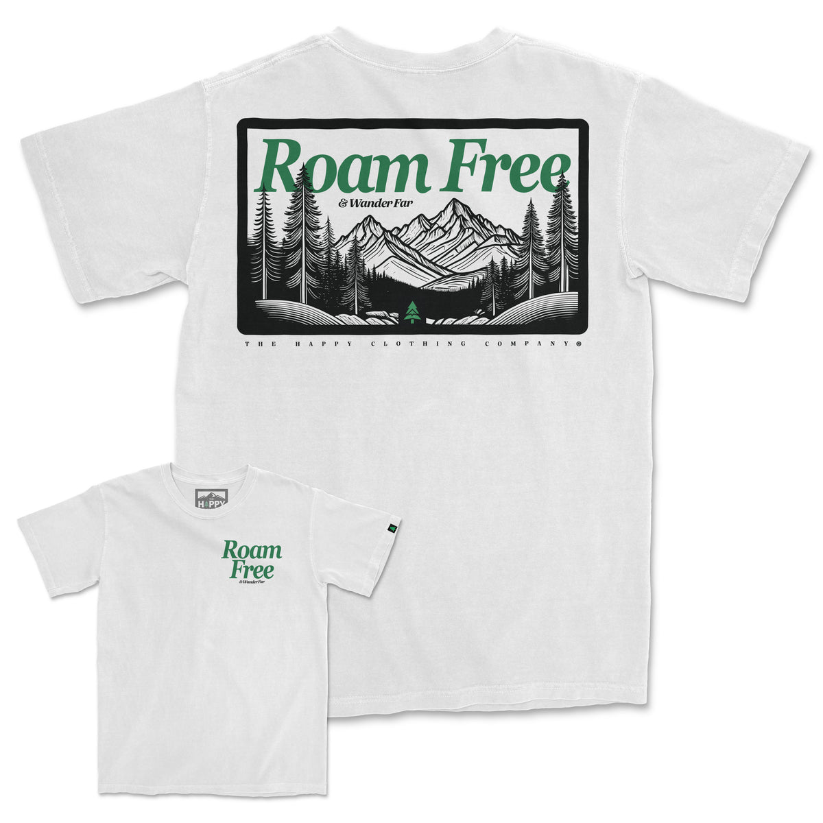 Roam Free &amp; Wander Far Back Print Pigment-Dyed Tee