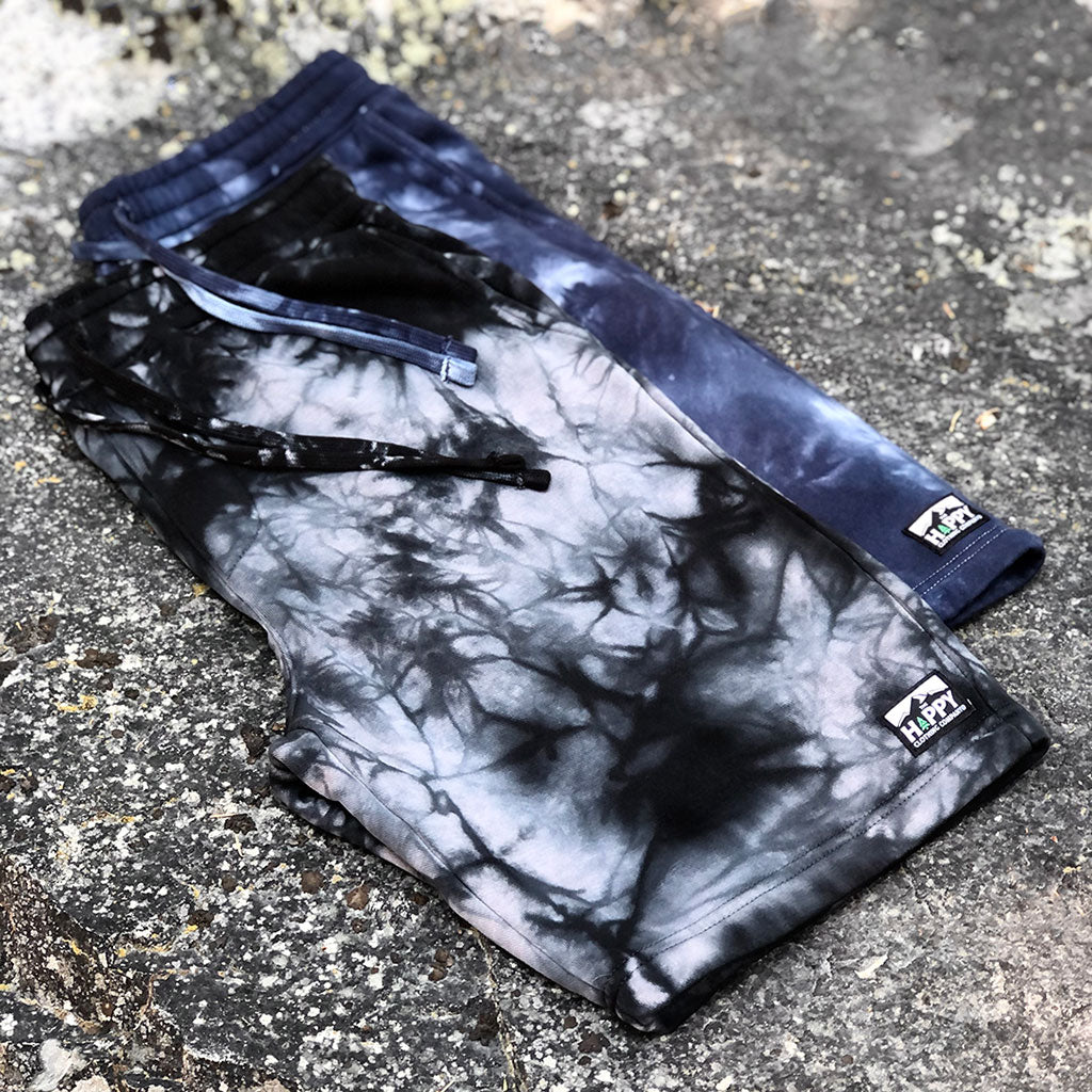 The Happy Clothing Company Logo Label Tie-Dyed Unisex Heavyweight Shorts | Space Edition | Dark Night Space Dust / L